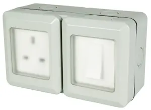 Weatherproof Outdoor Single Switch and Socket with PVC Covers