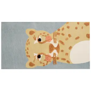 Cotton Kids Rug Leopard Print 80 x 150 cm Yellow and Grey TANGSE