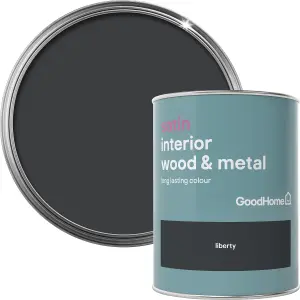 GoodHome Liberty black Satin Metal & wood paint, 750ml