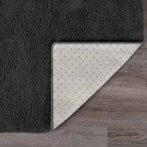 Fluffy Shaggy Rug Soft Rugs Bedroom Carpet Area Mat, Charcoal - 80 x 150cm