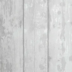 Arthouse Metallic Washed Wood Grey/Silver Wallpaper