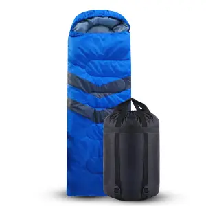 4 Season Envelope Shape Sleeping Bag for Single Adult with Double Sided Zip, Blue