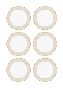 Rozi Jaswely Collection Porcelain Dinner Plates, Set of 6 - Sand Beige