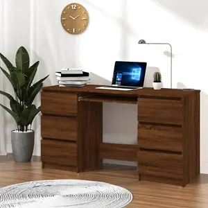 Berkfield Writing Desk Brown Oak 140x50x77 cm Engineered Wood