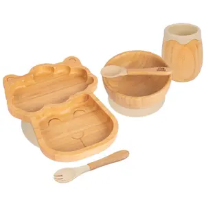 5pc Bamboo Llama Baby Weaning Set - Beige