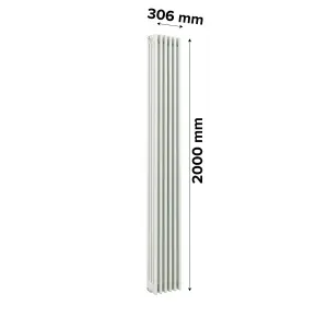 Acova White 4 Column Radiator, (W)306mm x (H)2000mm