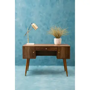 Interiors By premier Contemporary Design Two Door One Drawer Desk, Versatile Wooden Finish Work Desk, Stable Single Drawer Desk