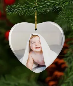 Personalised Photo Ceramic Heart Ornament - Christmas Tree Decoration - Secret Santa Gift - Family Photo Ornaments