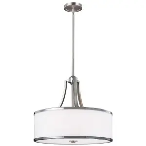 Elstead Prospect Park 4 Light Round Ceiling Pendant Satin Nickel, Chrome, E27