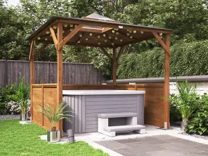 Dunster House Wooden Gazebo with Sides Erin 2.5m x 2.5m Half Height Solid Wall