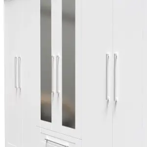 Ripon Tall 6 Door 2 Drawer 2 Mirror Wardrobe in White Ash (Ready Assembled)