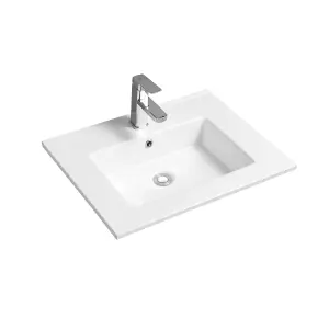 4012 Ceramic 60cm x 45cm Thin-Edge Inset Basin with Rectangular Bowl