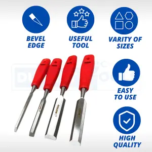 4pc Chisel Set Plastic Handle Precision Heat Treated Safety DIY Tool Equipment