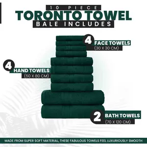 Oziel Terrycloth Bath Towels - Set of 10 Dark Green