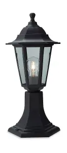 Luminosa Malmo 1 Light Pedstal Lantern - Pillar Black Resin IP44, E27