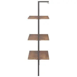 Berkfield 3-Tier Leaning Shelf Dark Brown and Black 64x35x120.5 cm