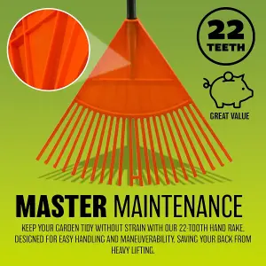 12 Tooth Leaf Rake Garden Lawn Grass Leaves Plastic Hand Held Wide Lightweight