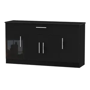 Harrow 4 Door 1 Drawer Wide Unit in Black Gloss (Ready Assembled)