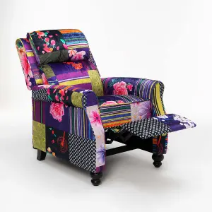 Fabric Patchwork Mary Manual Recliner Chair