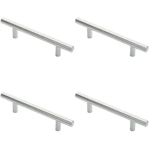 4x Round T Bar Cabinet Pull Handle 156 x 12mm 96mm Fixing Centres Chrome