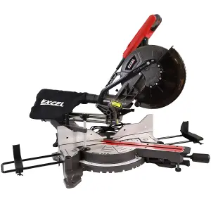 Excel 10" 255mm Sliding Mitre Saw Double Bevel 2000W/240V with Laser & Universal Wheel Stand