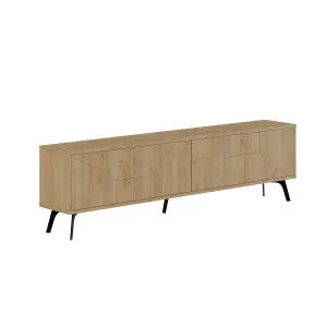 Decortie Dune Modern TV Unit Multimedia Centre Oak with Storage TV Cabinet 180cm