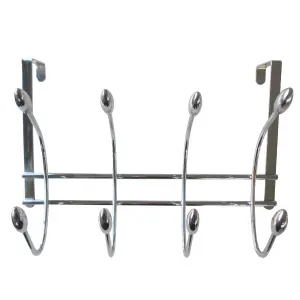 Chrome effect Acorn 4 Hook rail, (L)375mm (H)230mm