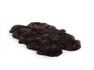 Uk Homeliving Dark Brown 4 Piece Longwool Genuine Sheepskin Rug