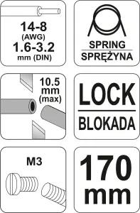 Yato wire cable stripper 170 mm, cable cutter up to 10mm, 1.6-3.2 mm, (YT-19691)
