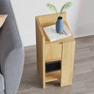 Lochlan Modern Compact Nightstand Bedside Table 25 x 27 x 60cm  Bedroom Furniture Oak / Left Orientation