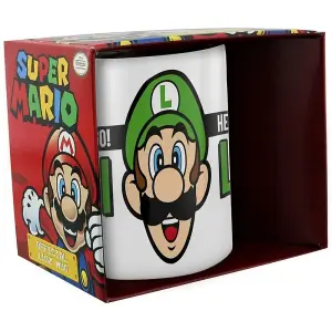 Super Mario Here We Go Luigi Mug White/Black/Green (One Size)