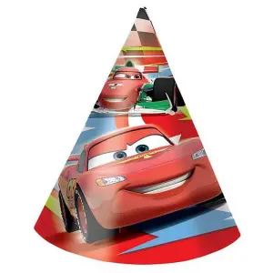 Cars Lightning McQueen Party Hats (Pack of 6) Red/Blue/Black (One Size)