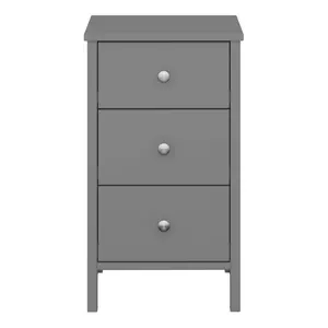 Valenca Satin grey MDF 3 Drawer Bedside table (H)699mm (W)400mm (D)382.4mm