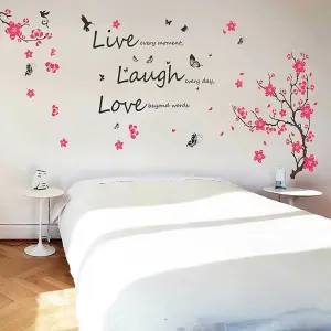 Walplus Mural Decal Huge Flowers Blossom Butterflies Children Wall Stickers Love Live Laugh Quote