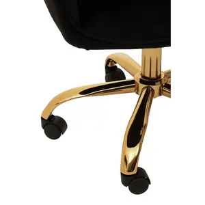 Interiors by Premier Brent Black Velvet And Gold Base Home Office Chair