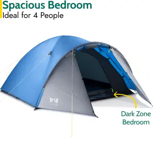 Bracken 4 Man Tent With Porch Waterproof at 3000mm HH Camping Festival Trail