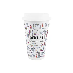 Dentist Ceramic Travel Mug - Novelty Trades Gifts/New Job Presents - Double-Walled Insulated Hot/Cold Drinks Cup