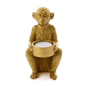 Gold Finish Monkey Tea Light Holder