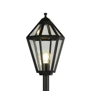 GoodHome Lantern Black Mains-powered 1 lamp Outdoor 6 faces Post light (H)1200mm