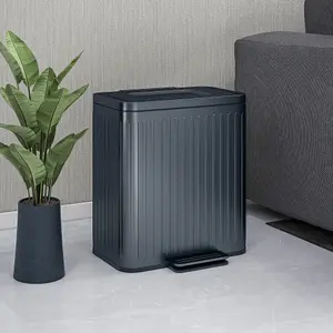 HOMCOM 2 x 20L Double Rubbish Bin, Pedal Bin with Soft-Close Lid, Black