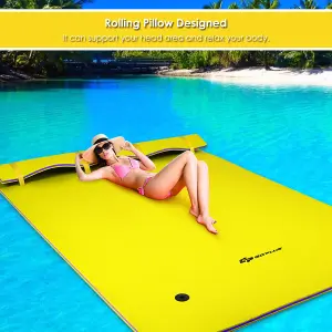 Costway 3 Layer Floating Water Mat Buoyancy Pad Swimming Pool Float Mat W/Rope