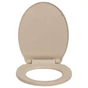 vidaXL Soft-Close Toilet Seat Quick Release Beige Oval