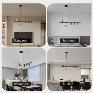 Garwarm 5-Light Black Dimmable LED Pendant Light 35W