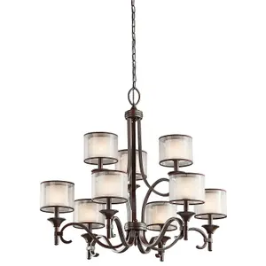 9Chandelier Ceiling Light Ceiling Light UMBER METALLIC FROSTED Shade Mission Bronze LED E14 60W