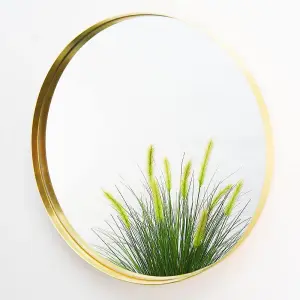 80cm Round Gold Wall Mirror Aluminium Frame Deep Frame