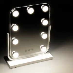 Rectangle Rotatory Hollywood LED Lighted Vanity Makeup Mirror Dimmable Touch Control 30x40cm