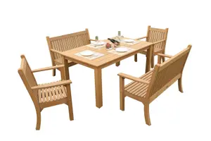 Winawood Wood Effect Rectangular Dining Table - L170cm x D98.3cm x H76cm - New Teak