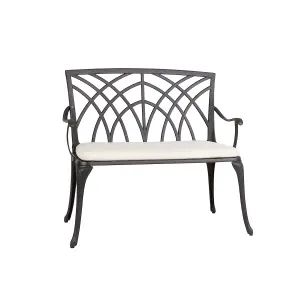 Charles Bentley Metal Cast Aluminium 2 Seater Garden Patio Bench Seat