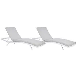 Sun Lounger Metal Light Grey AMELIA