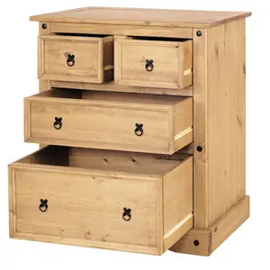 Corona 4 Drawer Chest of Drawers 2 + 2 Solid Mexican Pine